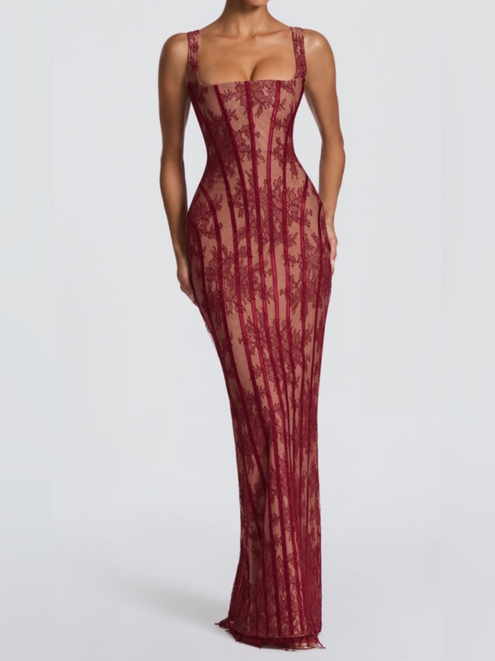 POLINA MAXI DRESS - BURGUNDY